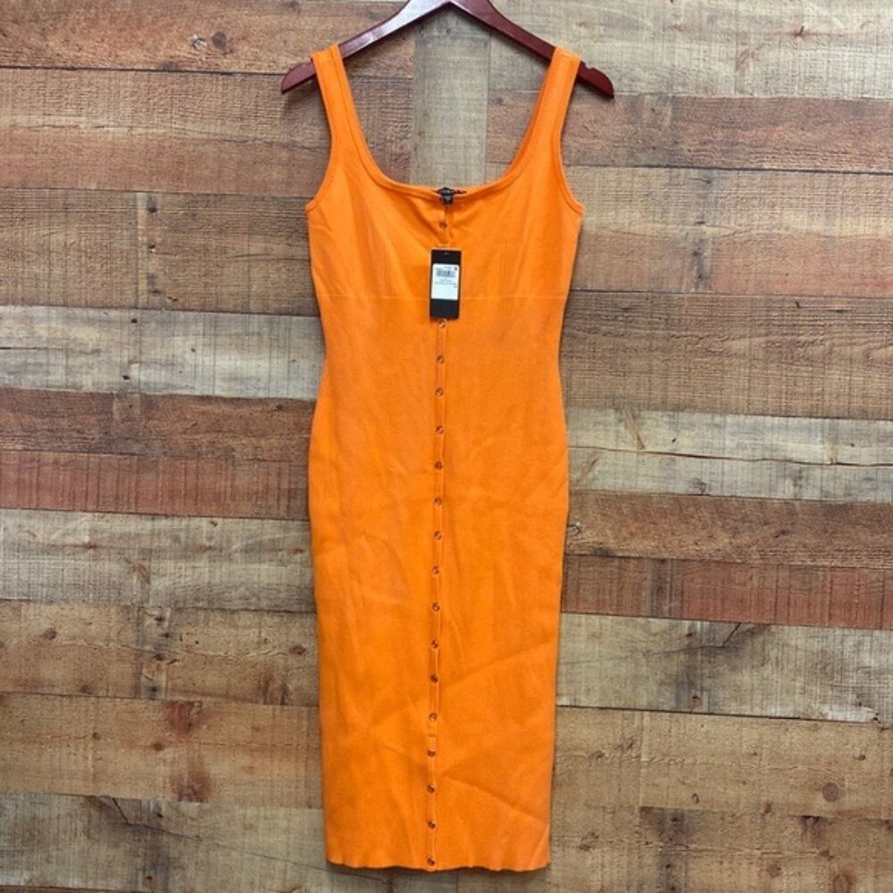 GUESS Snap Front Lana Sweater Dress, Sunset Orange, Large NWT - Picture 1 of 9